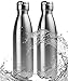 Bruntmor, 17 oz Double Wall Vacuum Insulated 18/10 Stainless Steel Water Bottle Cola Thermos Bottle Keeps cold up to 24 hours, hot up to 12 hours (17oz. 2 Pack)