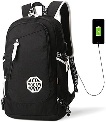 Yogaw Laptop Backpack 15.6" Business Multipurpose Daypacks School Bookbag Lightweight Trekking Rucksacke have USB Charging port for phone (Black)