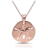 Hoops & Loops 925 Sterling Silver Beach Sand Dollar Pendant Necklace for Women, Men | Silver, Yellow Gold, Rose Gold