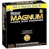 NEW! 36 Count Value Box Trojan Condoms ~ Magnum Large Size Condoms Lubricated