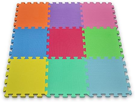 Matney Foam Mat Puzzle Pieces Play Mat Set – Great for Kids to Learn and Play – 9 Tile Pieces