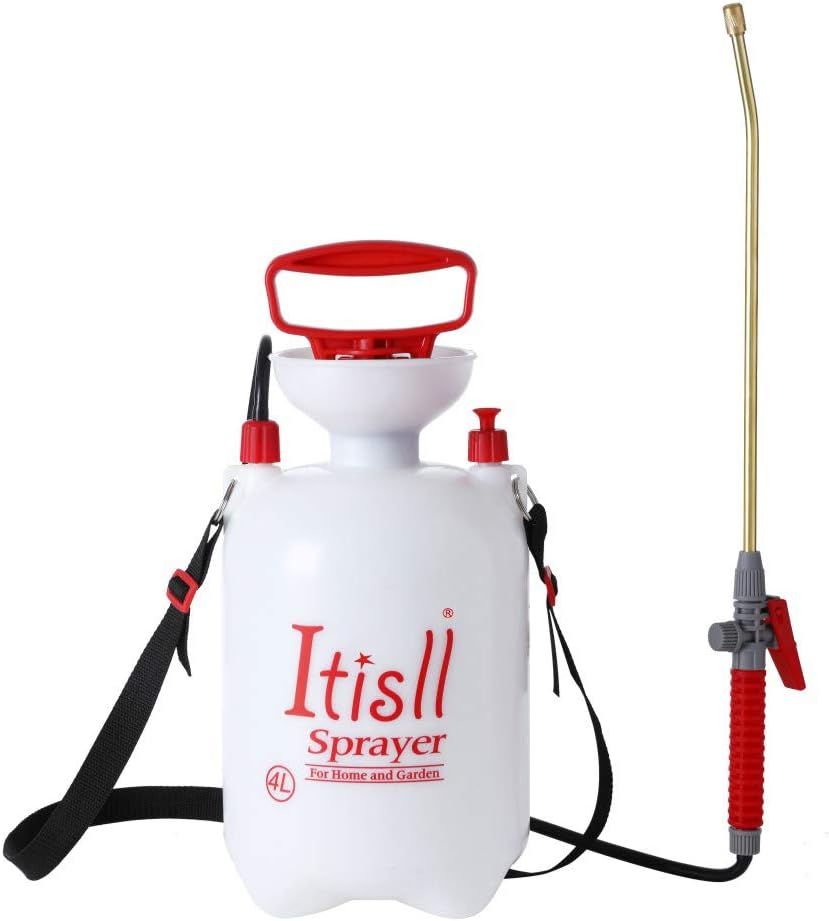 ITISLL 1Gallon Garden Pump Sprayer Portable Yard & Lawn Sprayer with Brass Wand and Shoulder Strap for Weeds Plants (619NK4) : Garden & Outdoor