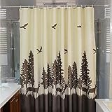 wendana Shower Curtain Fabric Mildew Resistant Deer Forest Design Waterproof Polyester Decorative Bath Curtain Shower for Bathrooms Brown 72x72 Inches with 12 Hooks