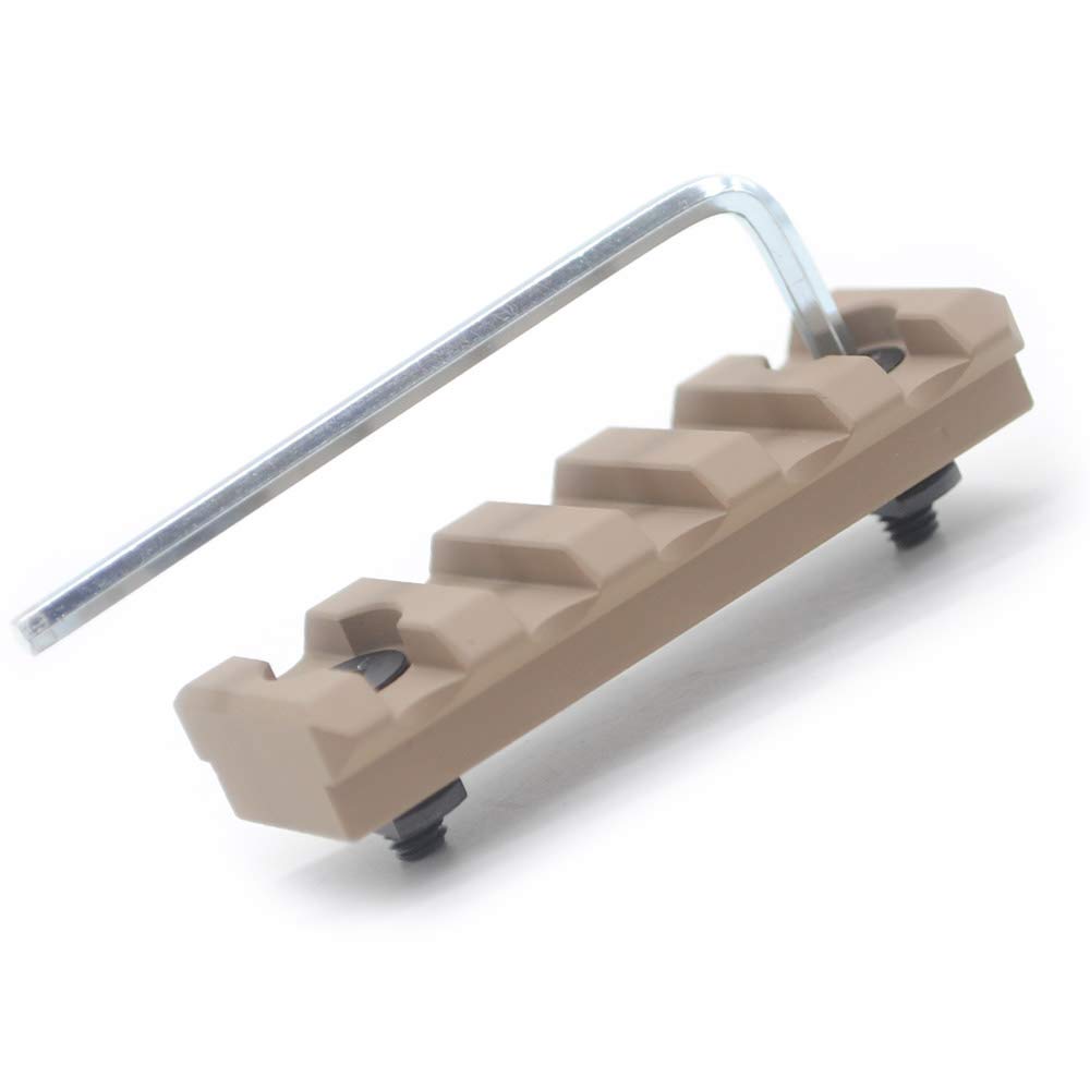 Trirock Picatinny Rail Section 2.2 Inch 5 Slot TAN/FDE color with dual interface for Both Keymod & Mlk Rail Mount System