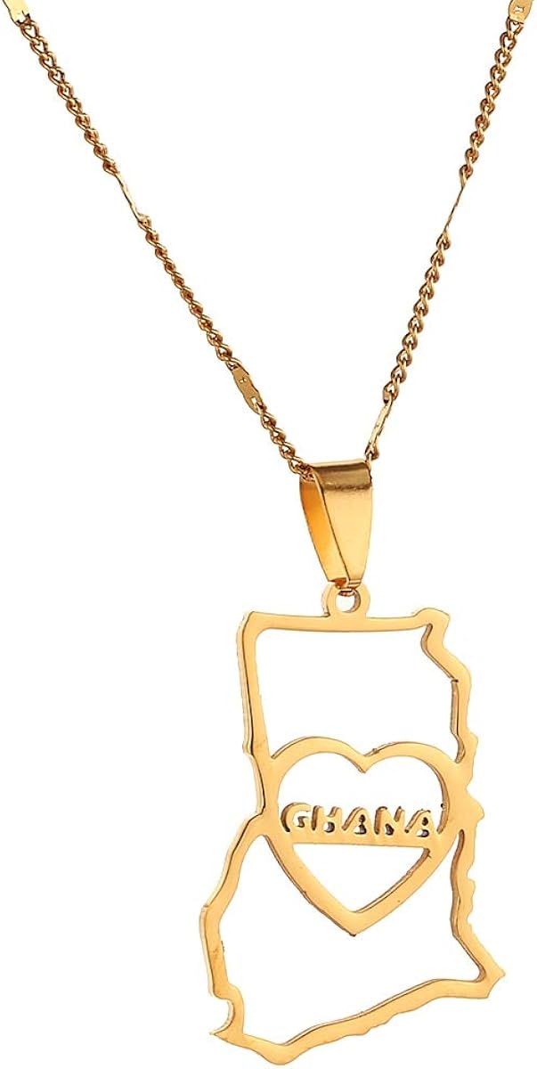 Are Doing Discount Activities Swaoos Stainless Steel Ghana Map Pendant Necklaces Trendy Ghanaian Heart Map Jewelry Clothing Up To 60 Off Pymepro Net