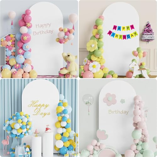 120 * 220Cm Wedding Arch Backdrop Stand with Cover, Metal Balloon Arch Frame for Birthday Party Baby Shower Graduation Ceremony Decoration, White