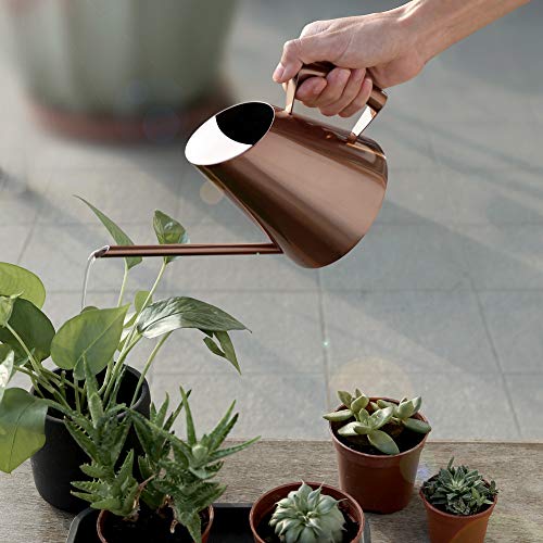 UHBGT Metal Watering Can, 13/30/50 OZ Indoor Watering Can Metal Watering Pot Outdoor Watering Can Stainless Steel Watering Can Indoor Long Spout Garden Watering Can for Plant Bonsai (Gold/Bronze)