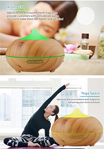 Wood Grain 300ml Cool Mist Humidifier Ultrasonic Aroma Essential Oil Diffuser for Office Home Bedroom Living Room Study Yoga Spa