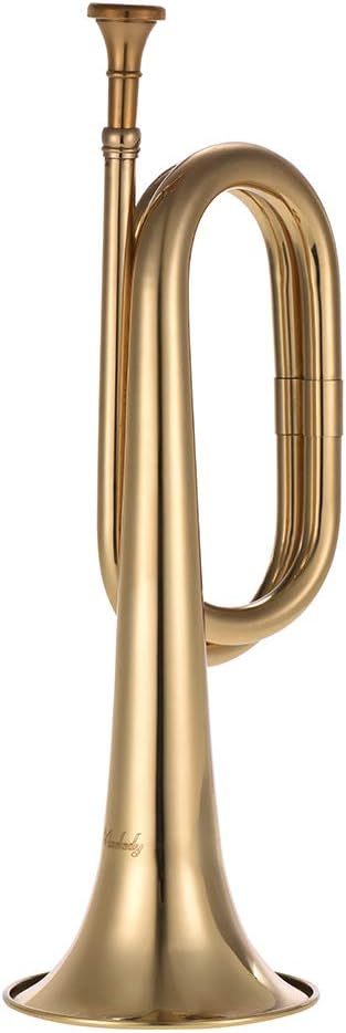 Muslady B Flat Bugle Call Trumpet Brass Cavalry Horn with Mouthpiece for School Band Cavalry Military Orchestra: Musical Instruments