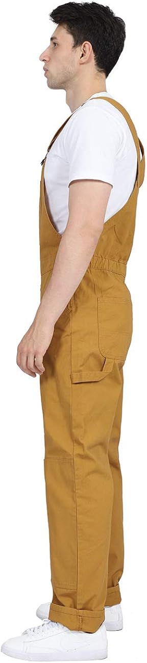 DISHANG Men's Bib Overalls with Adjustable Front Suspenders and Functional Pockets: Clothing