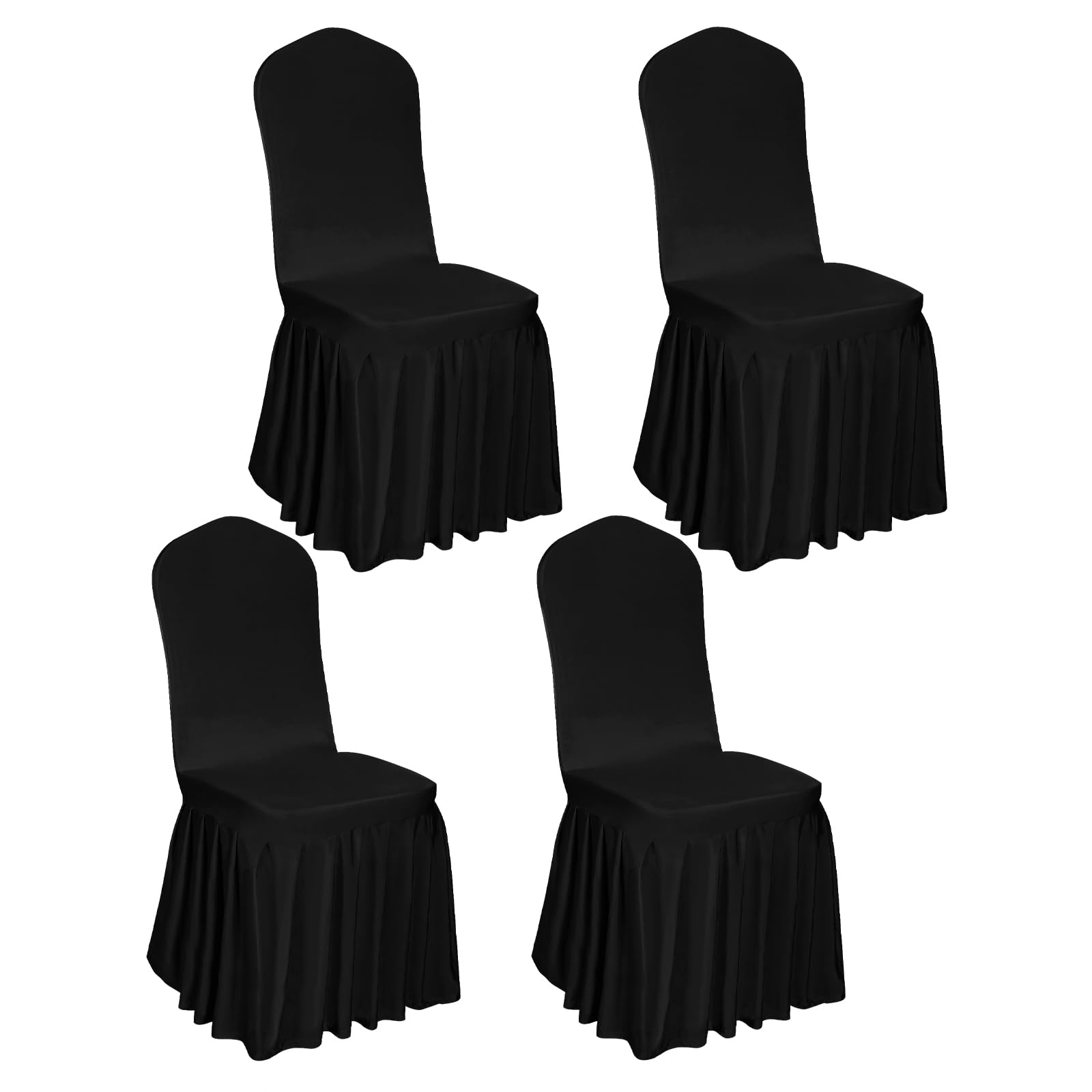 Photo 1 of DREAMANIA 4pcs Chair Covers Stretch Parsons Skirt, Durable Washable Universal Chair Slipcover, Super Fit Spandex Chair Seat Protector Cover for Hotel, Ceremony, Home(Black)