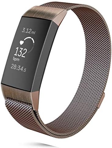 DEKER Milanese Bands Compatible for Fitbit Charge 3 and Charge 3 SE Advanced Fitness Tracker, Stainless Steel Metal Replacement Accessories Strap Wristbands Women Men Small Large