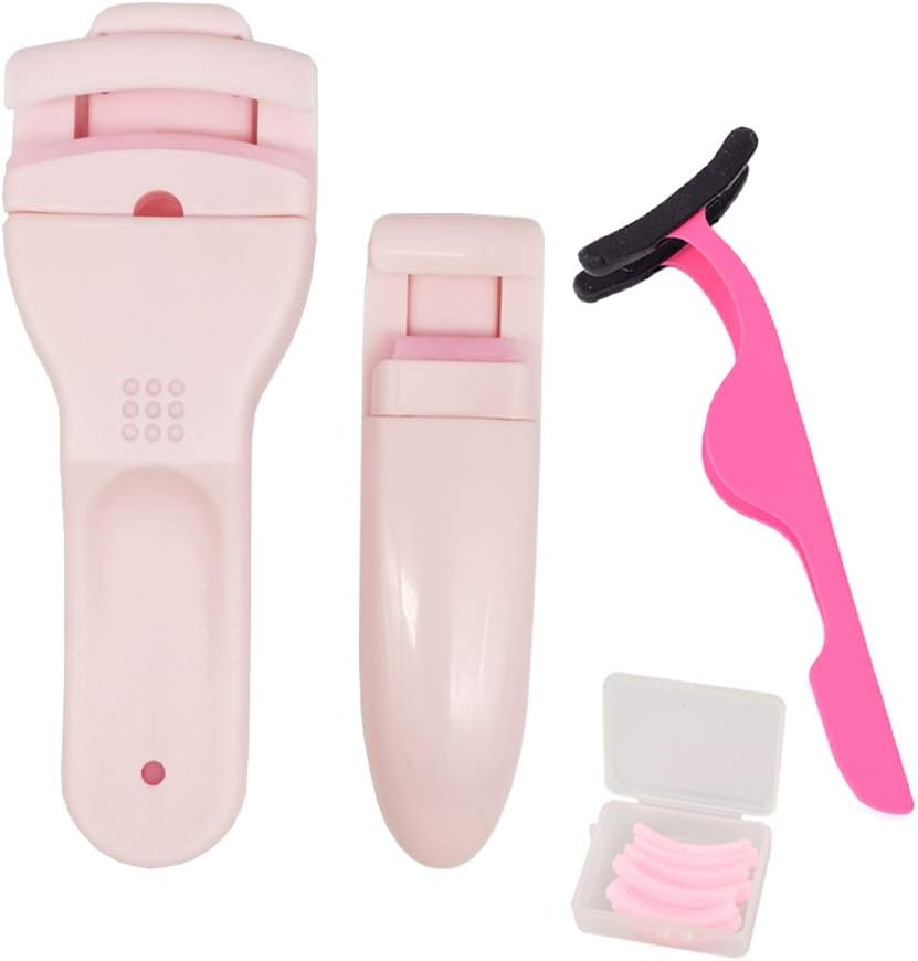 ONEYIM Eyelash Curler Set,Plastic Eyelash Curler Precision Mini Partial Corner Half Eyelash Curler,False Eyelash Applicator Silicone Sleeve Tweezers Removal of Magnetic Eyelashes (Pink)