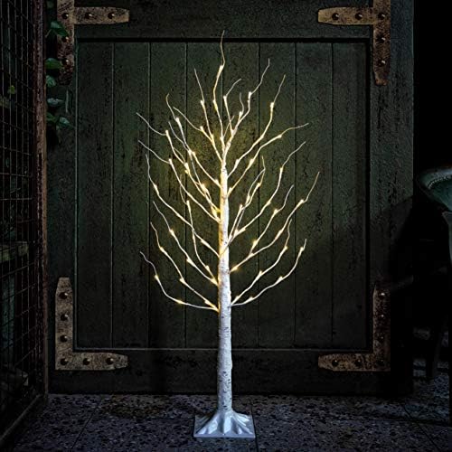 LAMPHOME Lighted Birch Tree, 4 Feet 72L LED Christmas Decorations