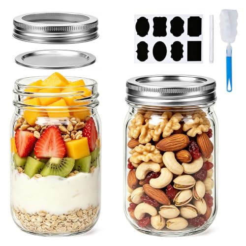 2pcs 12oz Glass Mason Jars