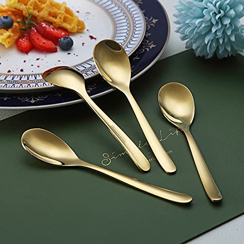 Set Of 6 Small Stainless Steel Spoons – 5.5" Coffee, Dessert, Espresso Spoons, Mirror Finish - View #12