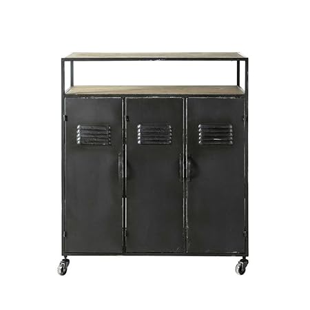 Aprodz Mango Wood and Sheetmetal Wine Storage Stylish James Bar Cabinet for Living Room | Grey