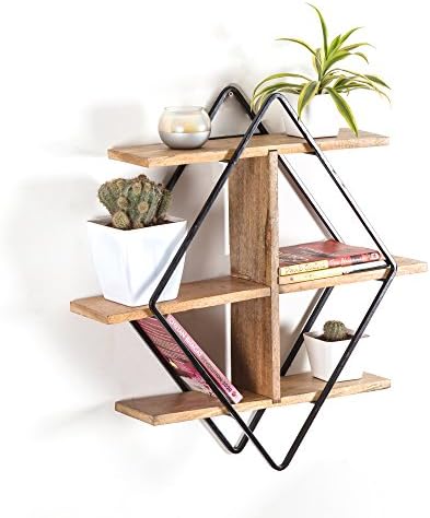Madeleine Home Tignes Wall Shelf with Iron Frame and Mango Wood Shelves - 24" x 5.75" x 24" Black