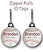 Buttons by Doug Personalized Baseball Zipper Pulls/Bag Tags 2-Pack 1 inch Charms