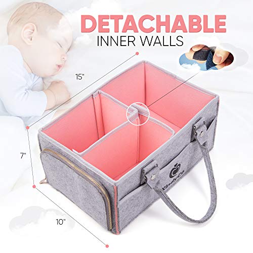 Baby Diaper Caddy Organizer Portable - Baby Basket for Girls and Boys, Unisex Diaper Bag, Baby Tote Nursery Diaper Storage Caddy with Sturdy Double Felt and Removable Handles - Thumbnail 5