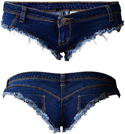 Beauty Garden Women's Red Faux Micro Shorts Low-Waist Strech Mini Denim Shorts Clubwear