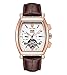 Mens Automatic Mechanical Watch Brown Leather Tourbillon Skeleton Square Wrist Watch with Calendar