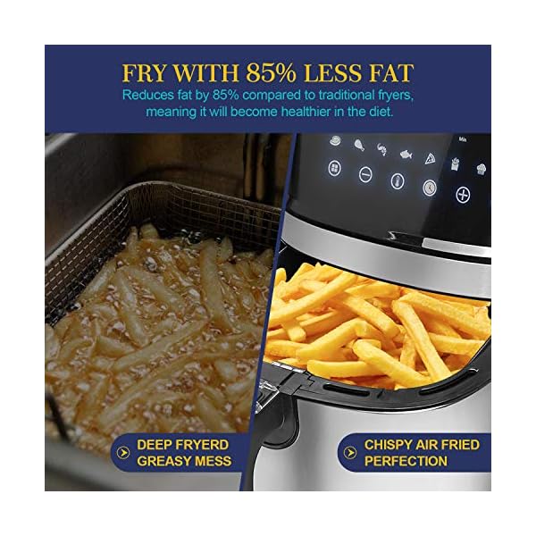 Air-Fryer-Elegant-Life-XXL-Electric-Hot-Air-Fryer-Oven-with-8-Presets-LED-Touch-Panel-5L-Non-Stick-Air-Frying-Basket-1-60-Mins-Timer-80-200-Temperature-Control-1700W-Black Air Fryer, Elegant Life XXL Electric Hot Air Fryer Oven with 8 Presets LED Touch Panel & 5L Non-Stick Air Frying Basket, 1-60 Mins Timer & 80-200℃ Temperature Control, 1700W, Black