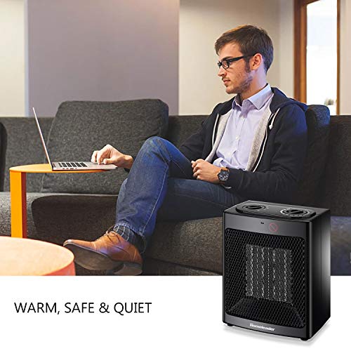 Space Heater Electric Portable Heater, Homeleader 1500W Ceramic Heater for Home and Office, Small Personal Room Heater with Adjustable Thermostat Tip Over