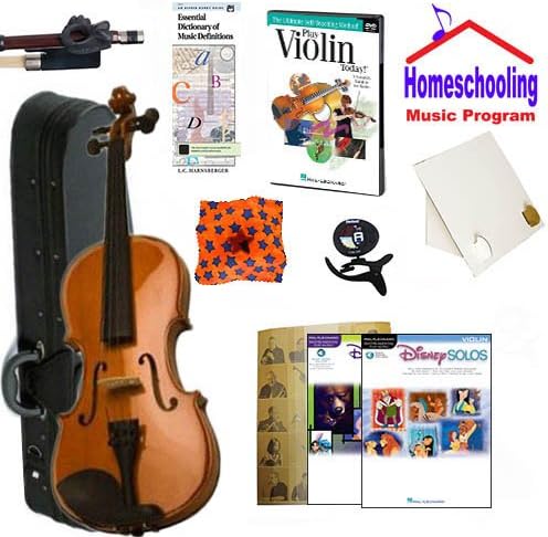 Homeschool Music - Learn to Play the Violin Pack (Disney Music Book Bundle) - Includes Student 4/4 Violin w/Case, DVD, Books & All Inclusive Learning Essentials