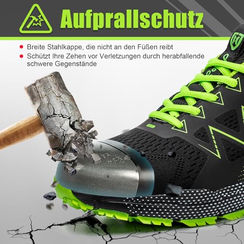 Safety Shoes for Men Women Non-Slip Work Sneakers Lightweight Comfortable Breathable Safety Footwear with Steel Toe