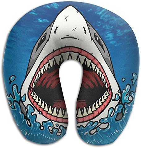 Memory Foam Neck Pillow Shark Comfy Soft U-Shape Cervical Pillow Head Support For Travel Office Sleeping