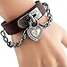 Rivet Bracelet Punk Rock Multi Circle I Love You Heart Chain Genuine Leather Unisex for Men and Women