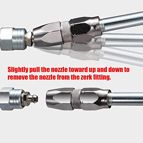 REXBETI Grease Gun, Orange Pistol Grip Grease Gun Set with 18 Inch Flex Hose, Heavy Duty Steel