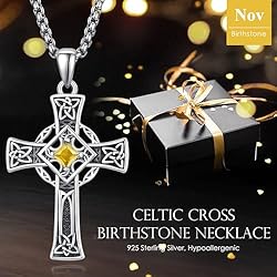 ADMETUS November Birthstone Cross Necklace Sterling