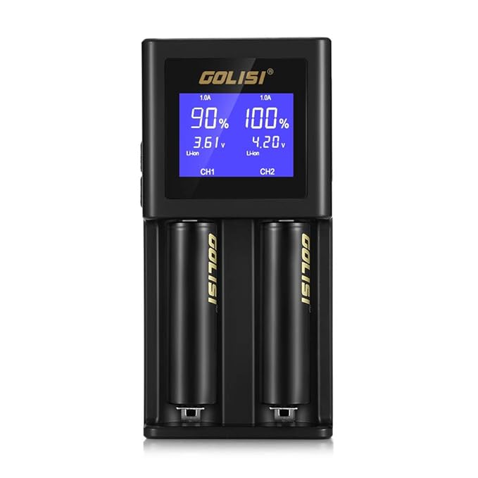 LCD Display Universal Battery Charger, INLIFE 2-Bay Speedy Smart Charger for Rechargeable Batteries Li-ion 18650,20700,26650,10440,14500,16340,RCR123 IMR Ni-MH Ni-Cd AAAA/AAA/AA/A/SC/C (S2)