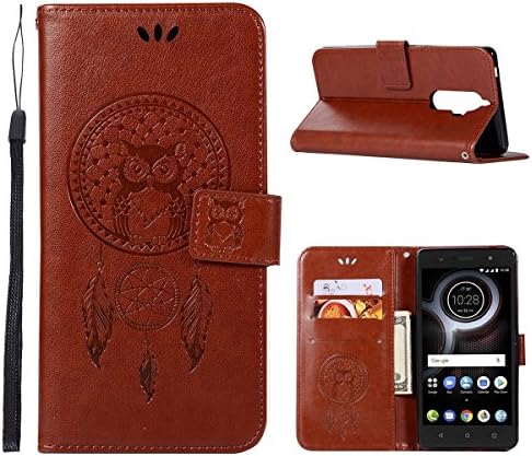 LUSHENG Case for Lenovo K8 Note,Dual-layer Premium PU Leather Skin Bookstyle Flip Case Folio Protective Wallet Cover Shell with Folding Kickstand Feature - Brown