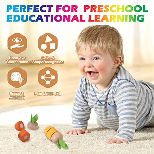 Misscat 3 in 1 Montessori Toys for 3 4 Year Old Girl Boy, Wooden