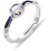 Watforsh Sterling Silver Moonstone Ring for Women with Blue Drip Glaze design Irregular adjustable Stackable Gemstone Ring