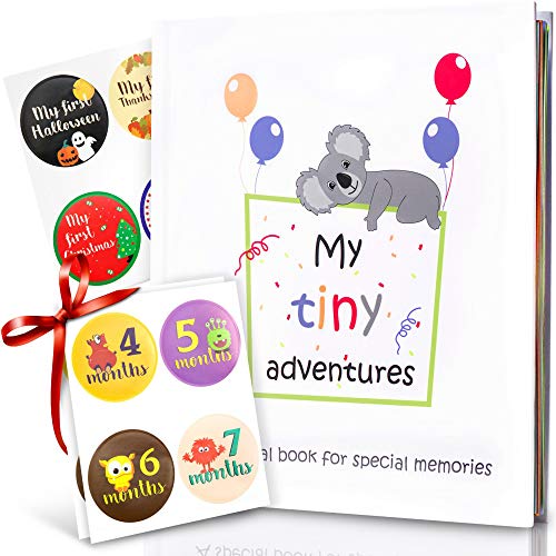 First 5 Years Baby Memory Book + 28 Monthly & Milestone Stickers. Record Your Girl or Boy Photos & Milestones. Keepsake Journal | Scrapbook | Photo Album. Modern Gift for Expecting Parents