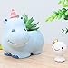 Messagee Cute Hippo Succulent Pots with Drainage Resin Mini Flower Pot Garden Plants Vase Desk Flower Decoration