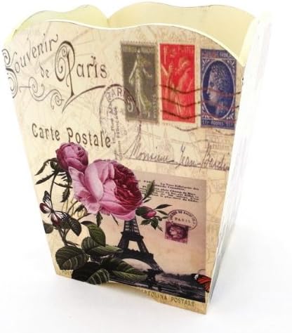 Amazon Com Vintage Decorative Romantic Trashcan Wastebasket Or Trash Receptacle W03 French Chic Creme Colored Wooden Waste Basket Home Kitchen