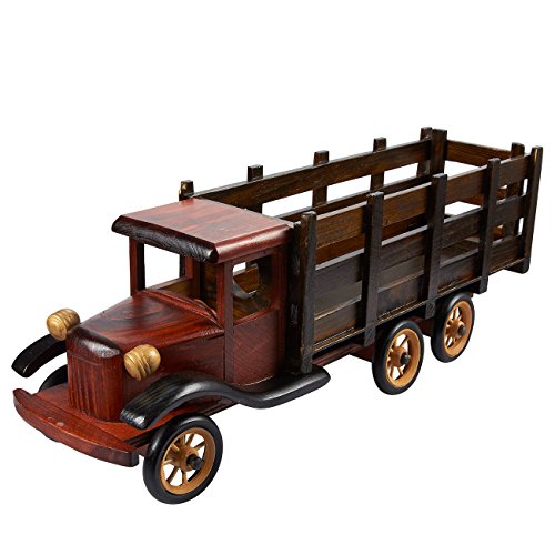 Decorative Truck Wine Bottle Holder - Vintage Style Wooden Wine Stand and Bottle Storage, 11 x 3.3 x 3.5 inches