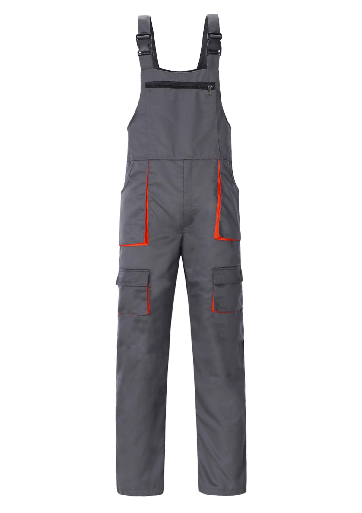 Yukirtiq Men's Contrast Bib and Brace Work Painting Overalls Multi Pockets Workwear Dungarees Unisex Work Overall Trousers, Grey, M