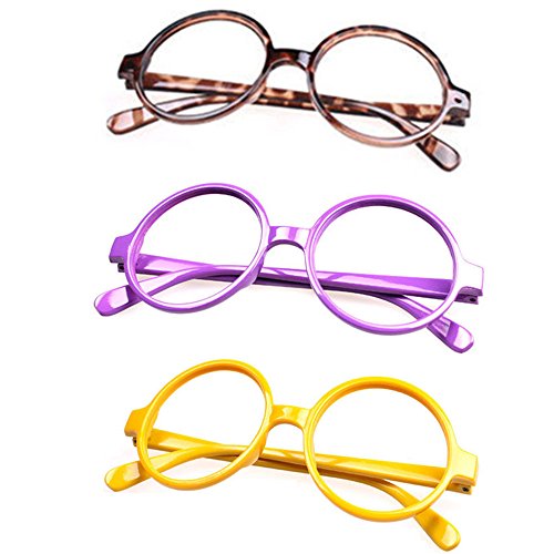 Set of 3 FancyG® Retro Geek Nerd Style Round Shape Glass Frame NO LENSES SET97