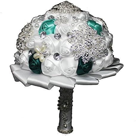 Wedding Bouquets,Bridal Bride Holding Flowers,Water Drops (Green)