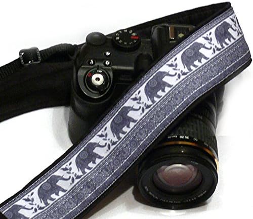Lucky Elephants Camera Strap. Gray Camera Strap. DSLR Camera Strap. Canon, Nikon Camera Strap. Women Accessories; 189