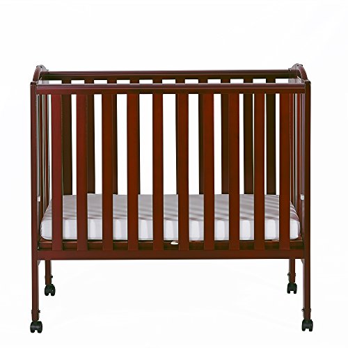 Dream On Me 2 in 1 Portable Folding Stationary Side Crib, Cherry