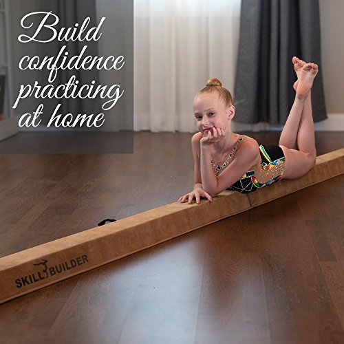 Foldable Gymnastics Beams for Home - 9.5 FT EXTRA LONG High-Density Portable Foam Balance Beam for Toddlers to Teens / Kids Gymnastics Equipment / Lightweight Beige Practice Beam / Floor Beam