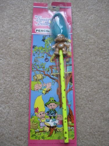 Treasure Troll Pencil with Teal Hair.... black leaded pencil with yellow color on outside of pencil
