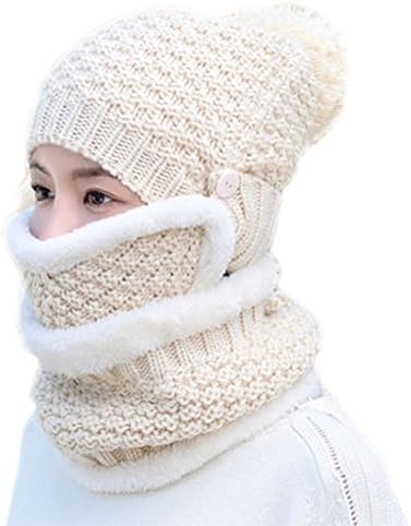 Heurm Alado Winter Beanie Hat Scarf and Mask Set 3 Pieces Thick Warm Knit Cap For Women
